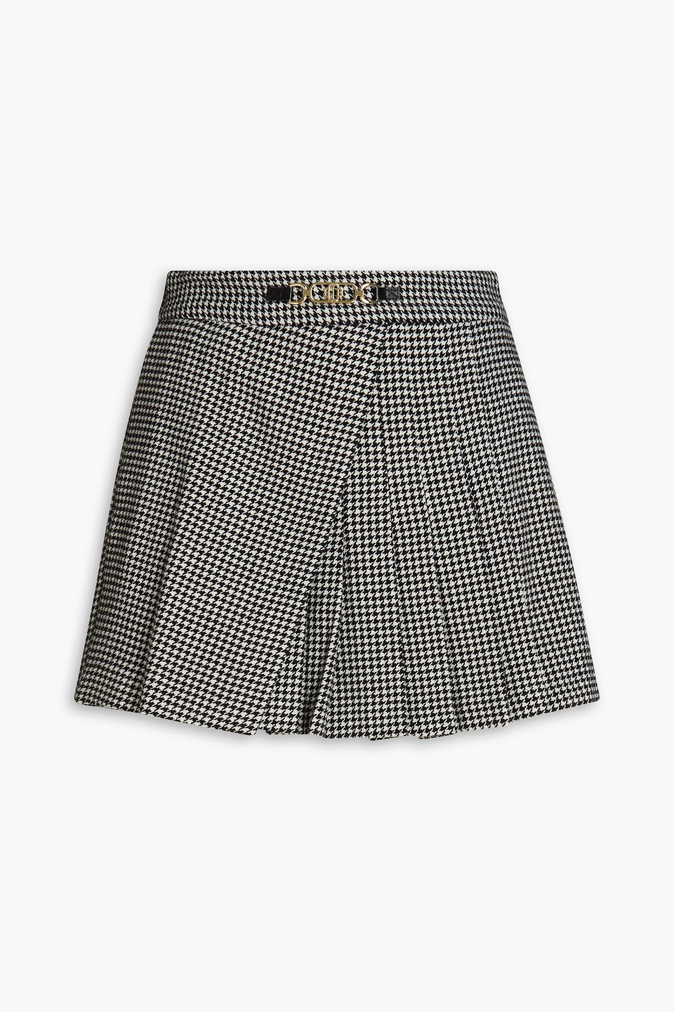 Maje Shorts Aus Tweed Mit Hahnentrittmuster Und Falten In Black
