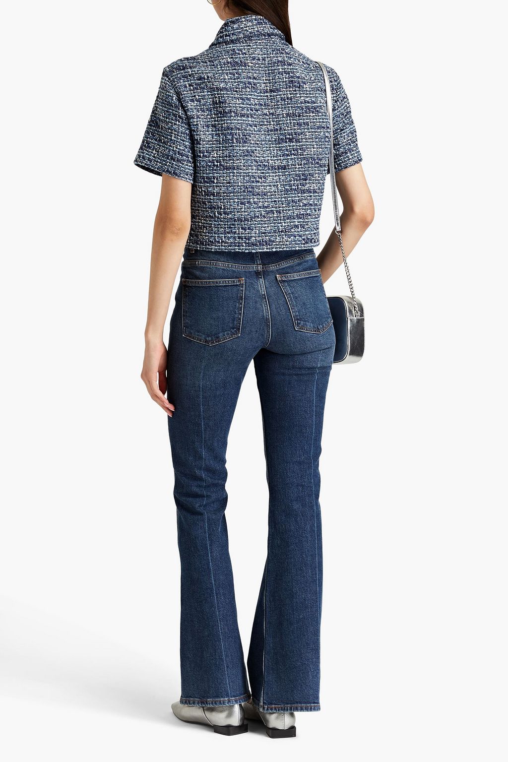 MAJE Cropped metallic tweed shirt