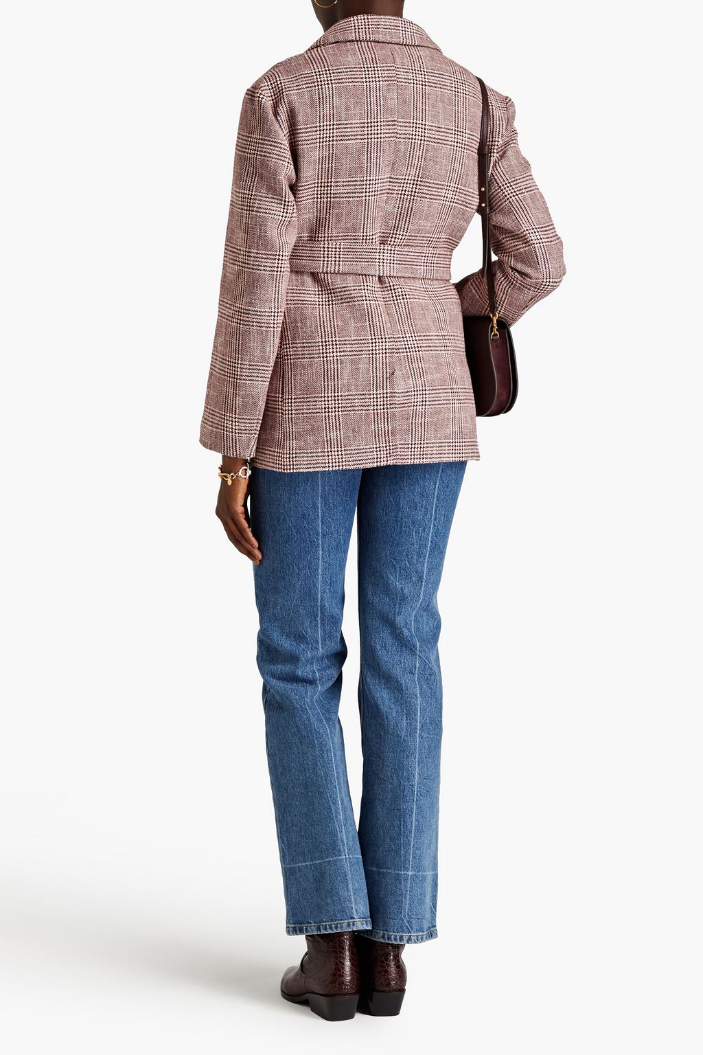 MAJE Doppelreihiger Blazer aus Tweed aus einer Baumwollmischung mit Glencheck-Muster
