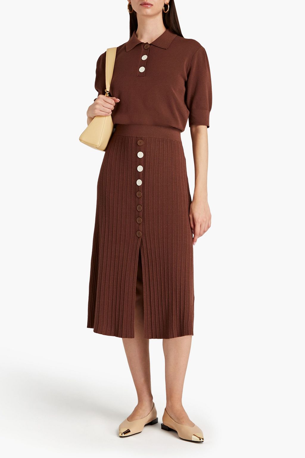 CLAUDIE PIERLOT Ribbed-knit midi skirt