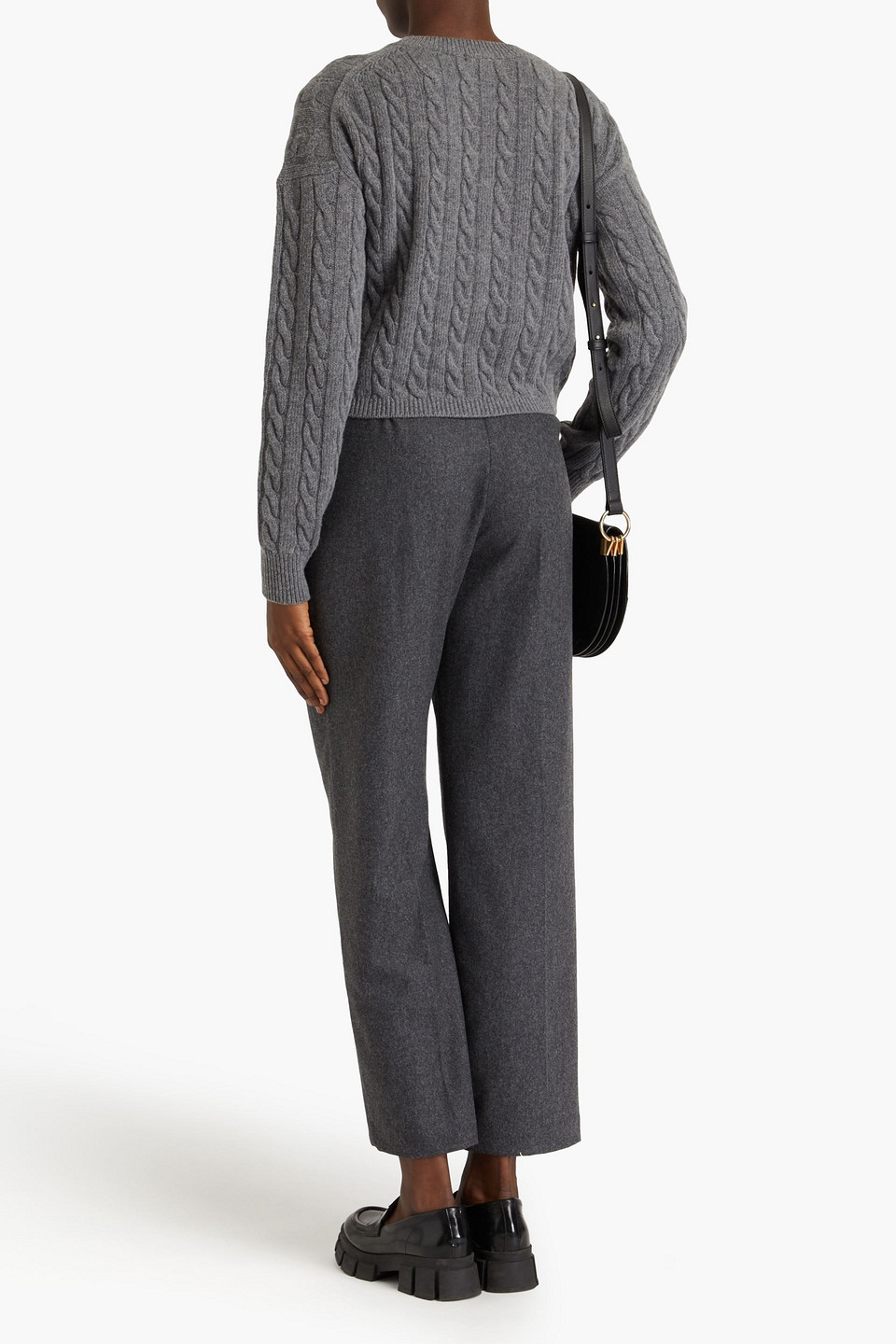MAJE WOOL-BLEND FELT STRAIGHT-LEG PANTS