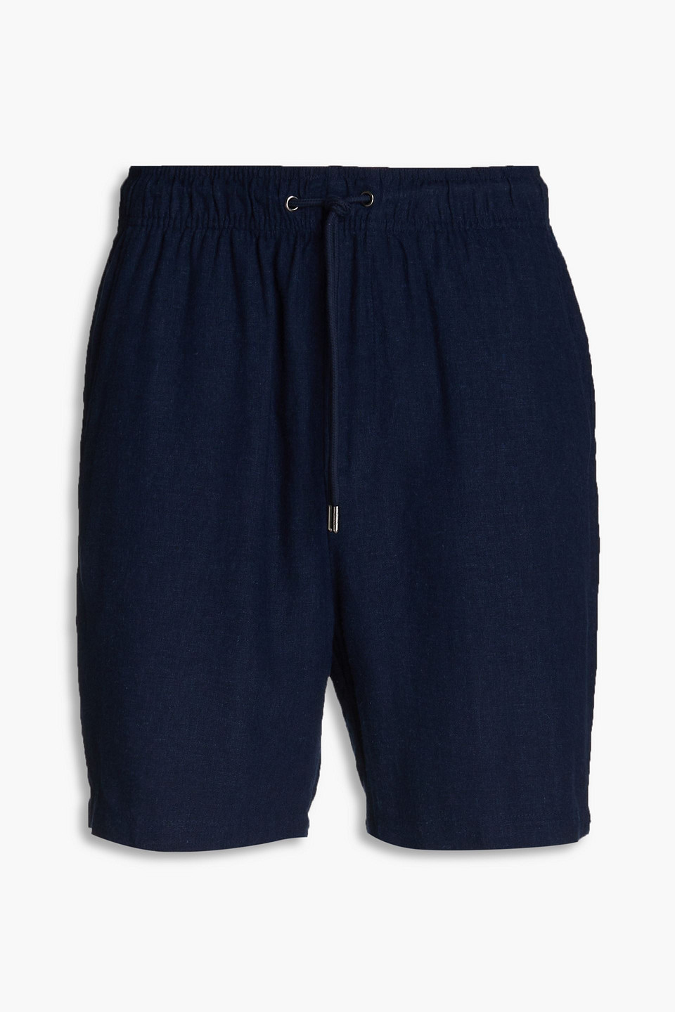 Shop Onia Linen-blend Drawstring Shorts In Navy