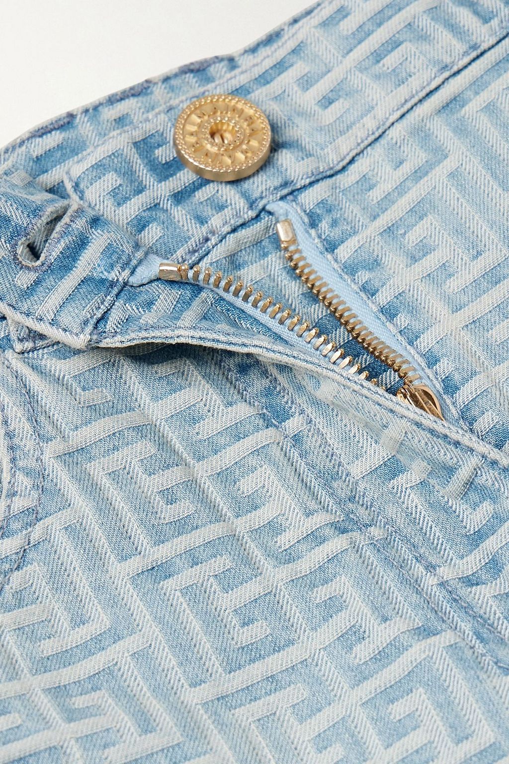 BALMAIN Denim-jacquard high-rise straight-leg jeans