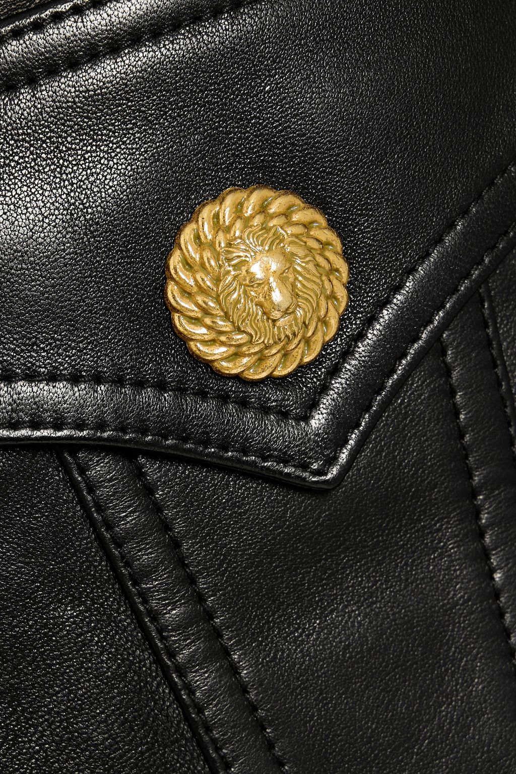 BALMAIN Belted leather mini skirt
