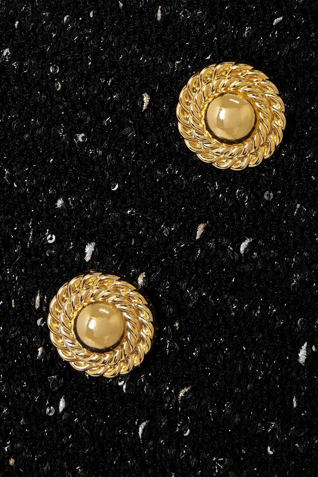 BALMAIN Fringed embellished tweed mini skirt