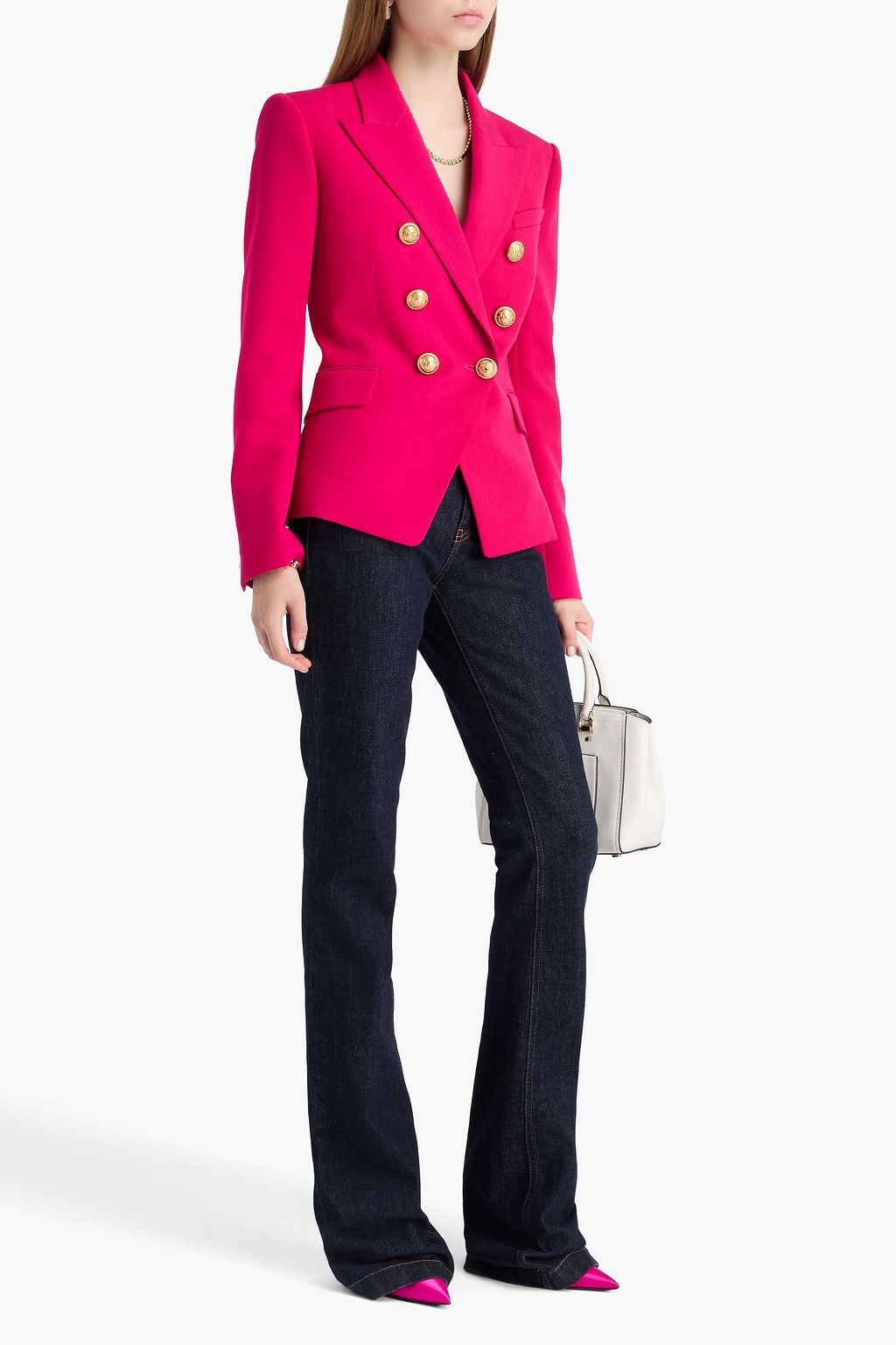 BALMAIN Doppelreihiger Blazer aus Grain de Poudre aus Wolle
