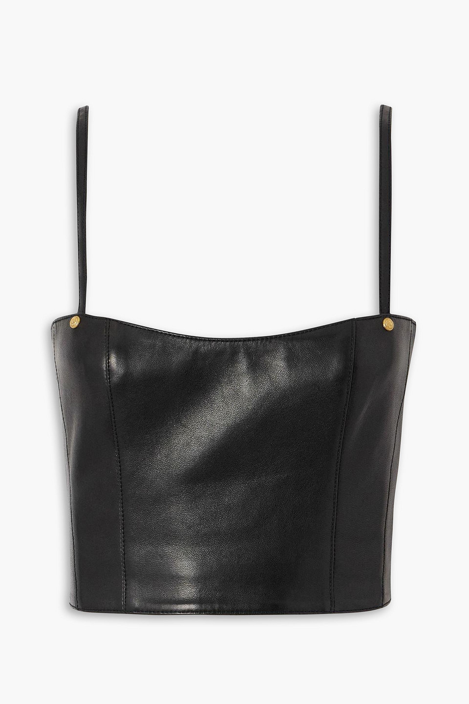 balmain - cropped embellished leather bustier top - black - fr 44