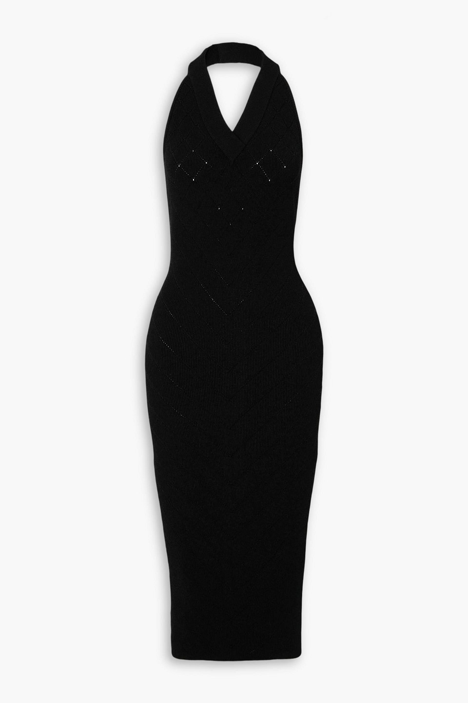 Balmain Jacquard-knit Halterneck Midi Dress In Black