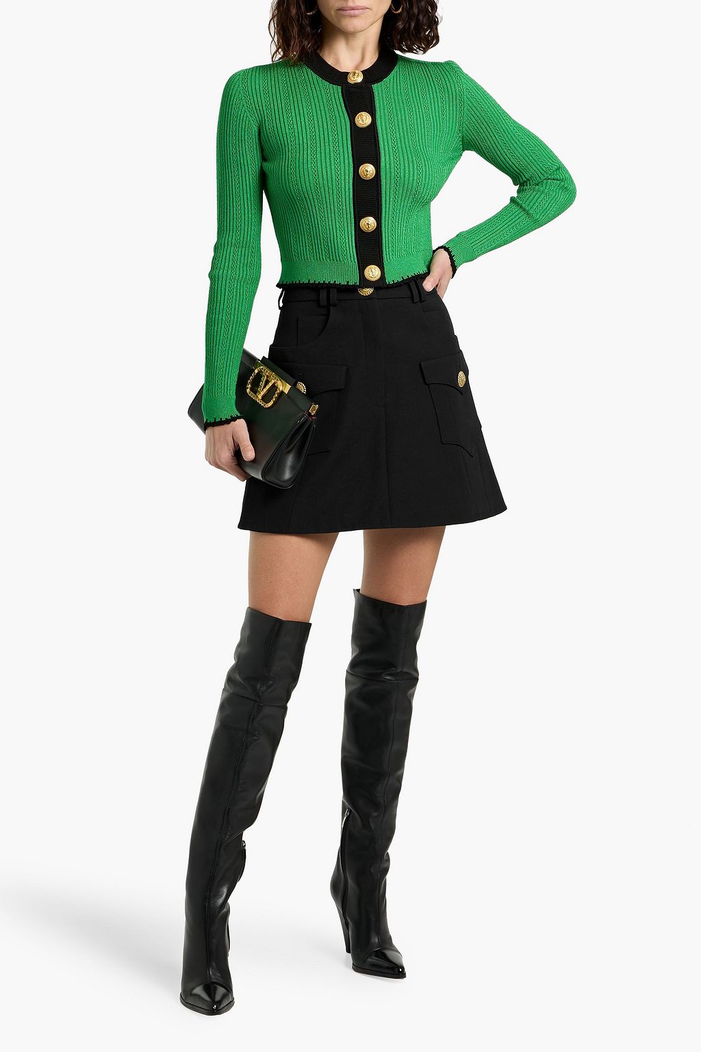 BALMAIN Wool-crepe mini skirt