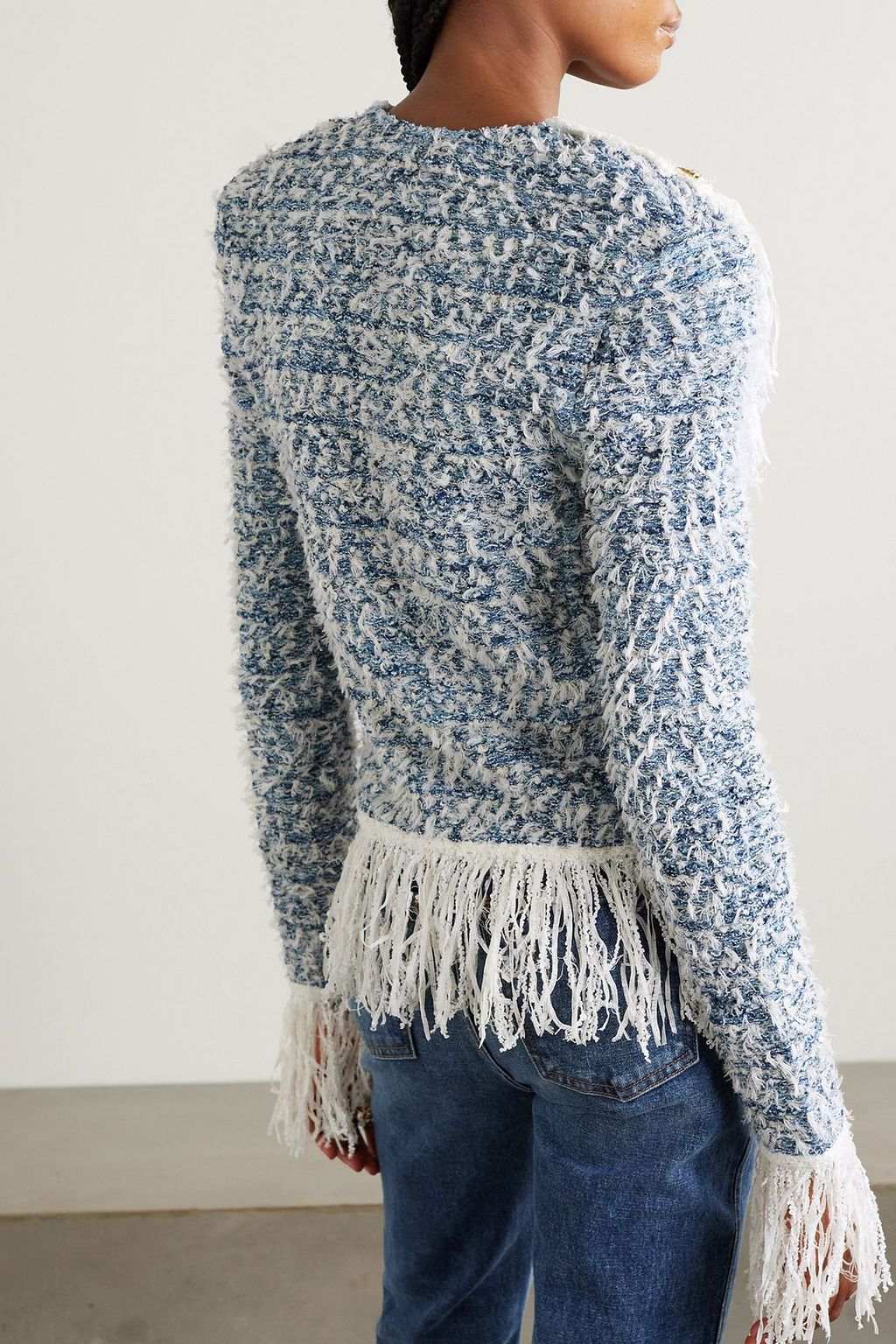 BALMAIN Jacke aus Tweed mit Fransen