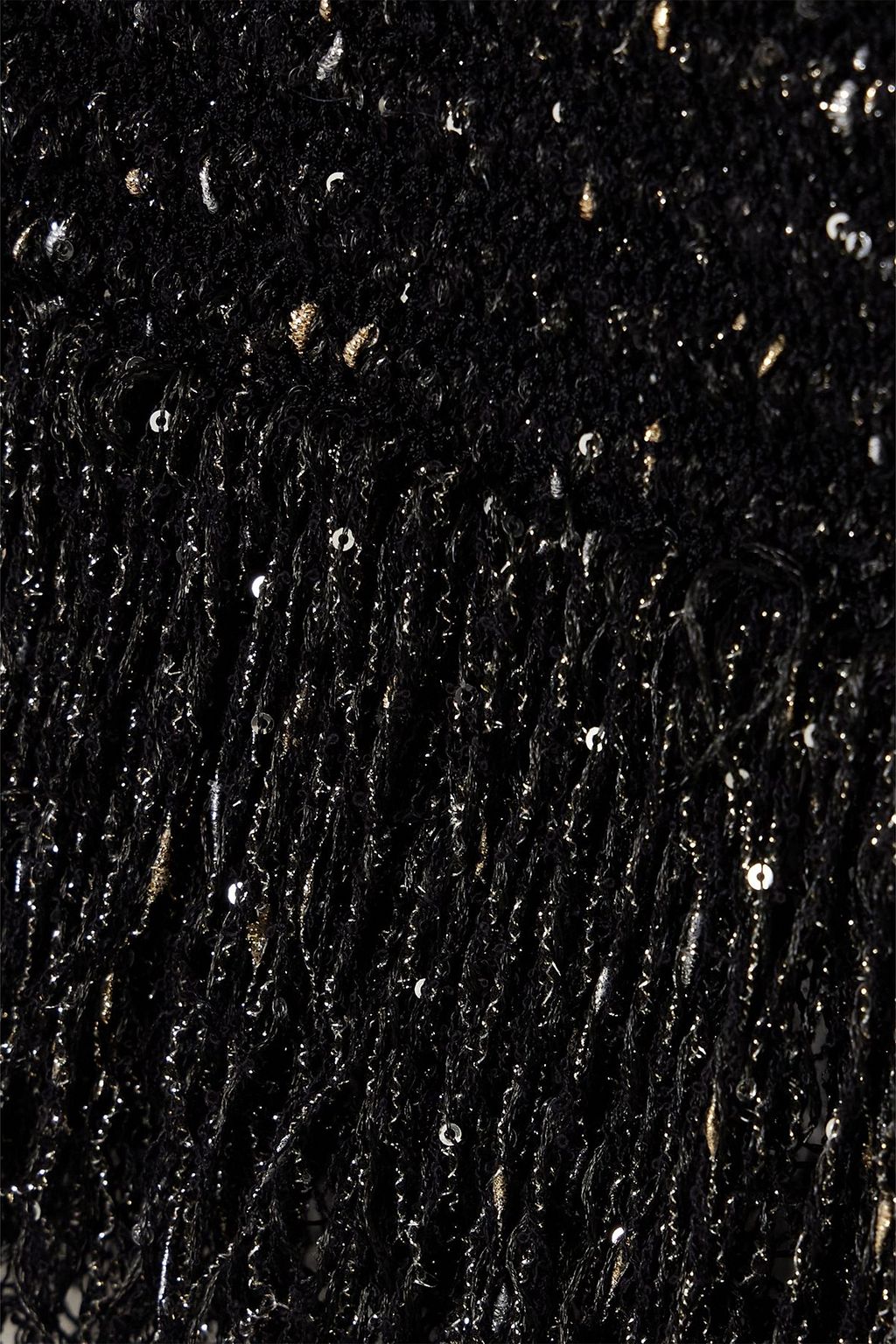 BALMAIN Fringed embellished metallic bouclé-tweed top