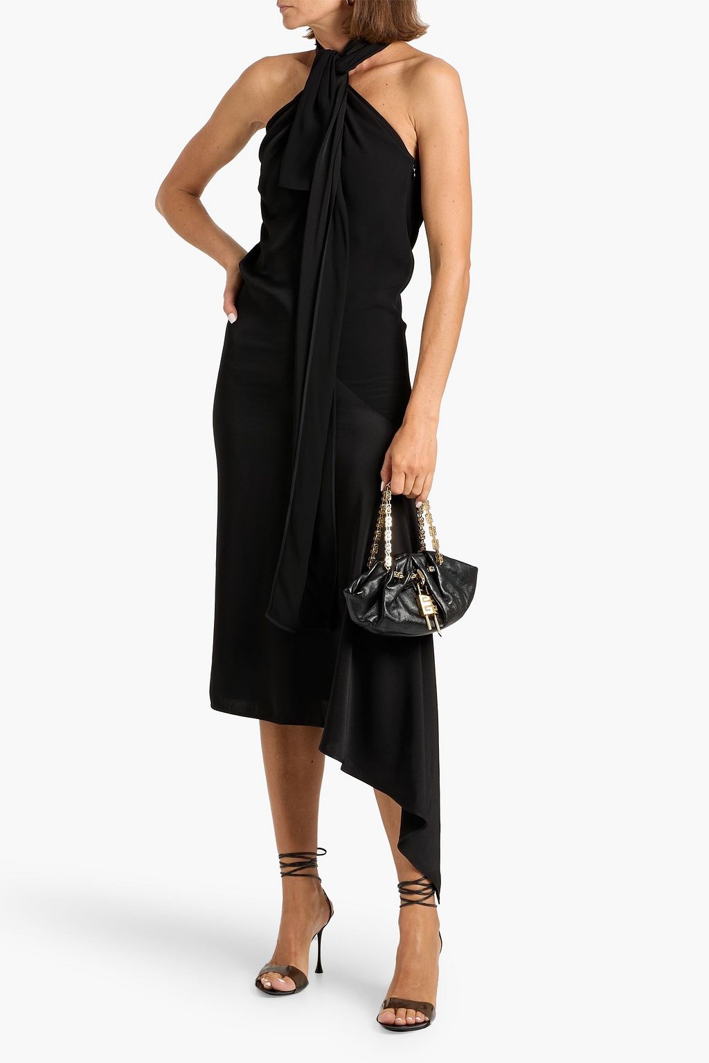 GIVENCHY Draped knotted satin halterneck maxi dress