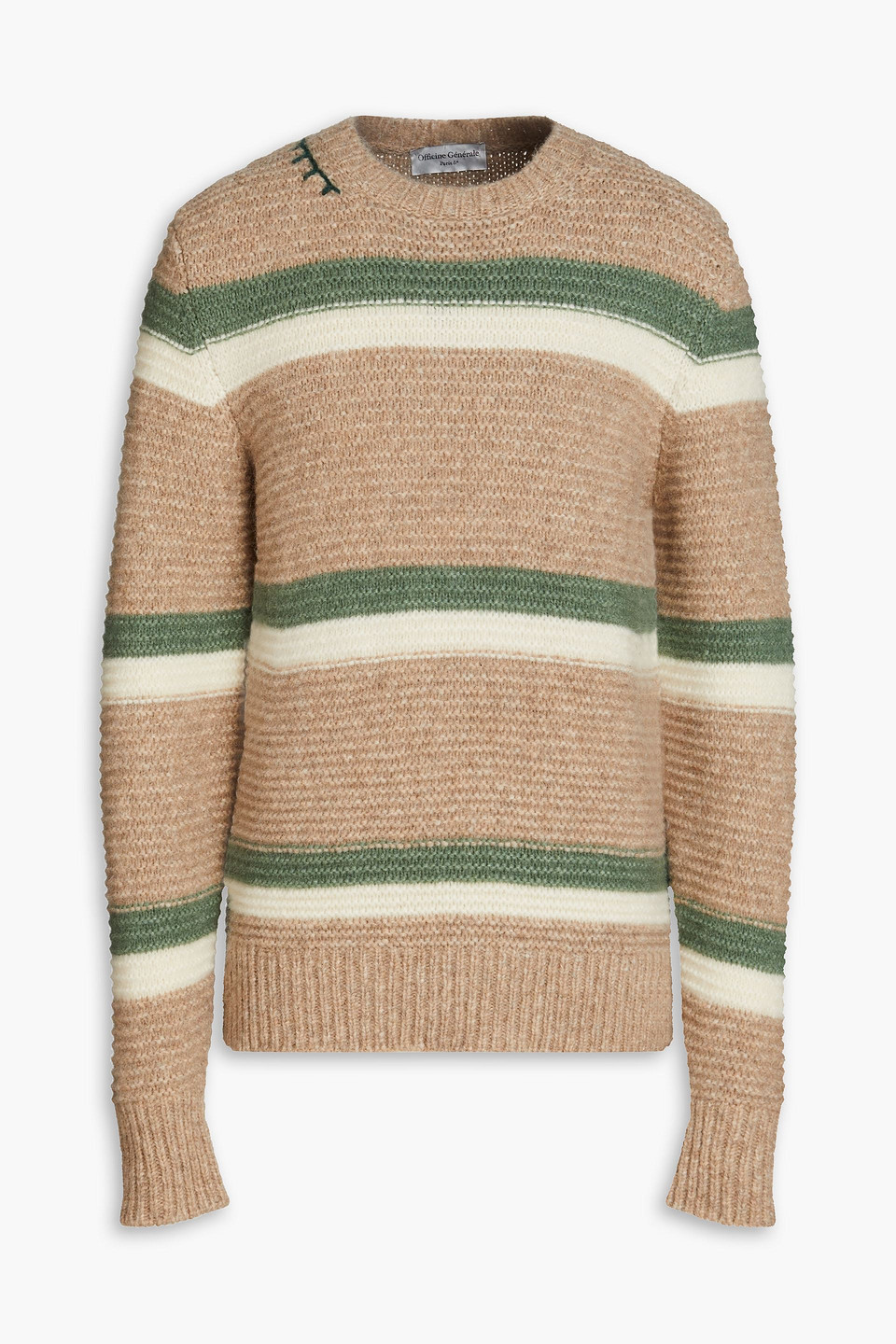 Officine Generale Marco Gestreifter Pullover Aus Einer Alpakamischung In Sand