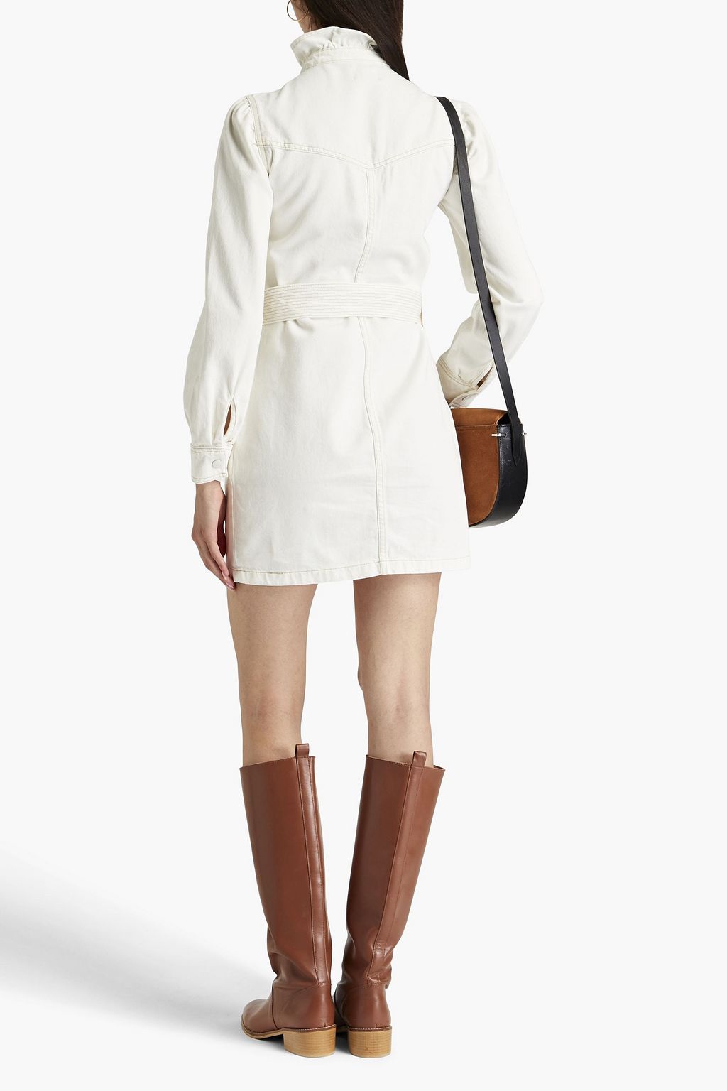 CLAUDIE PIERLOT Ruffled denim mini shirt dress