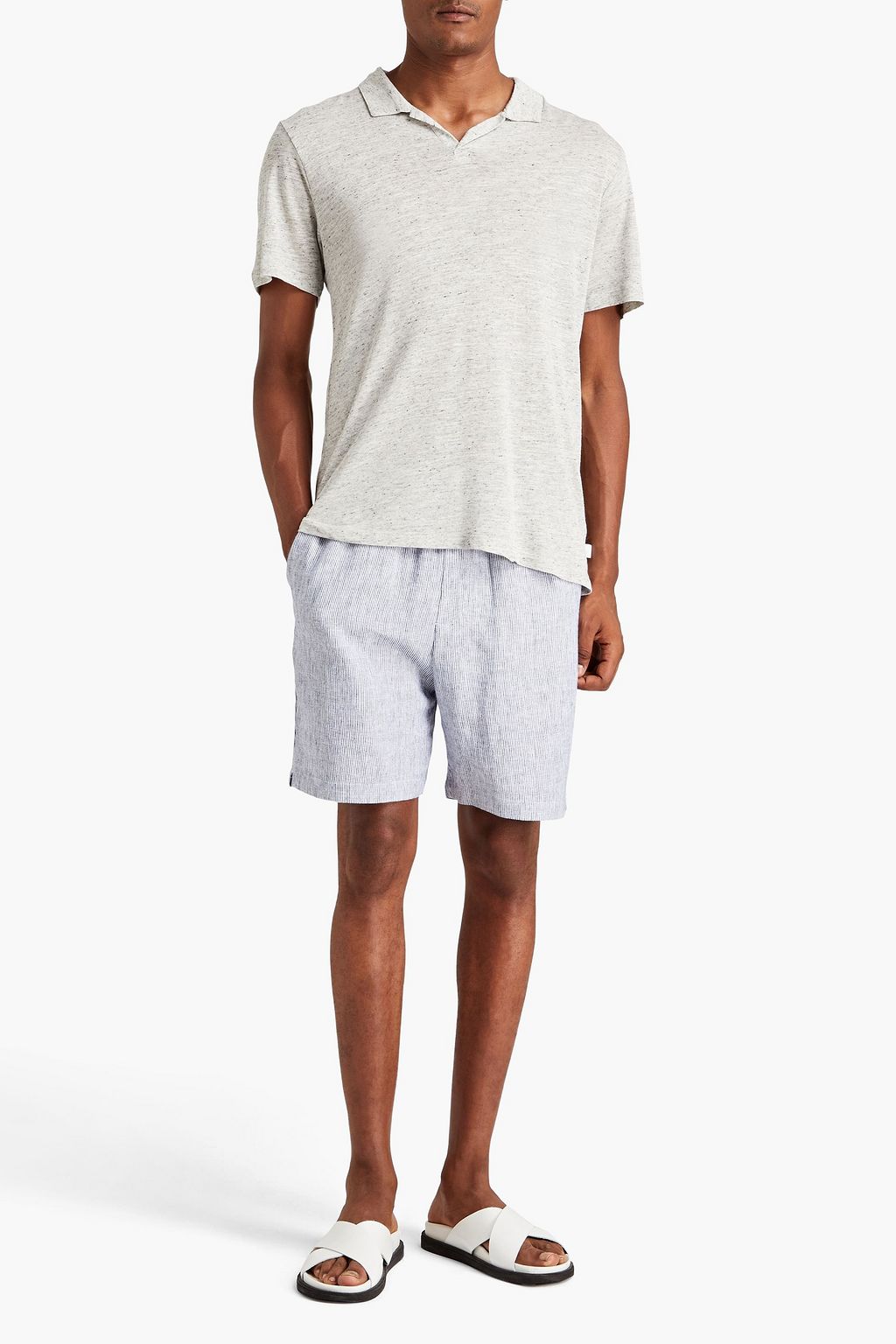 ONIA Linen-blend jersey polo shirt