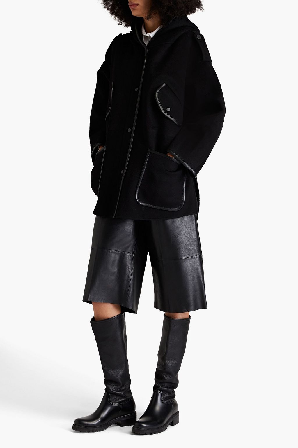 MAJE Wool-blend felt hooded jacket