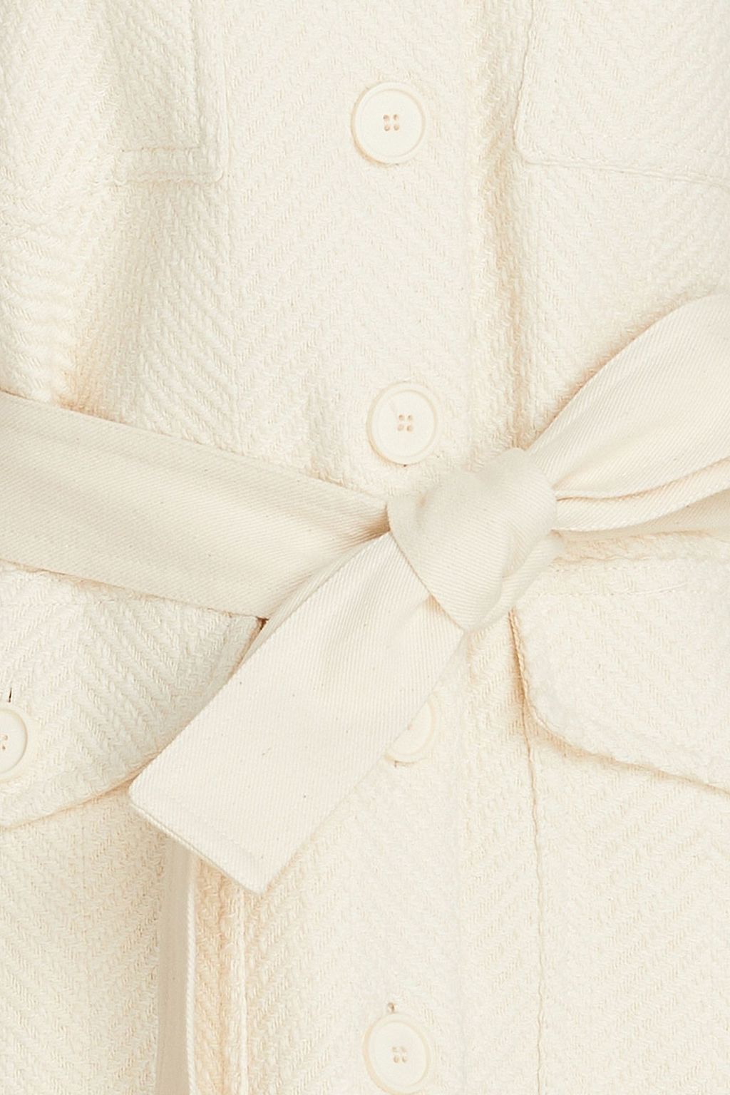 CLAUDIE PIERLOT Belted cotton-blend tweed and canvas jacket
