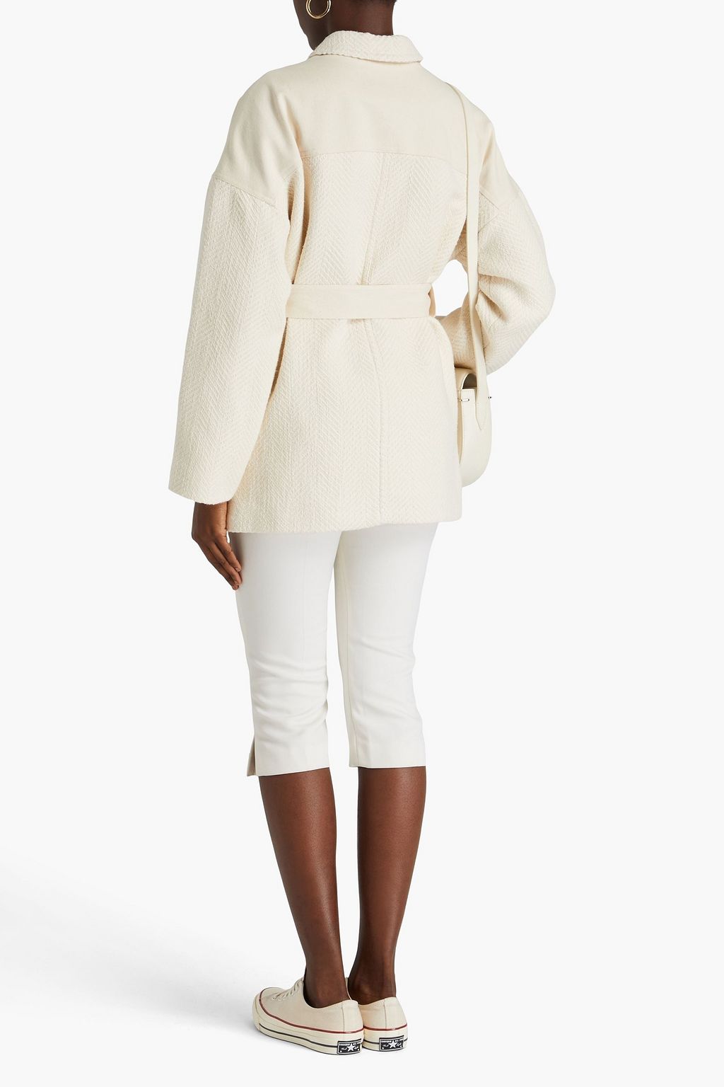 CLAUDIE PIERLOT Belted cotton-blend tweed and canvas jacket