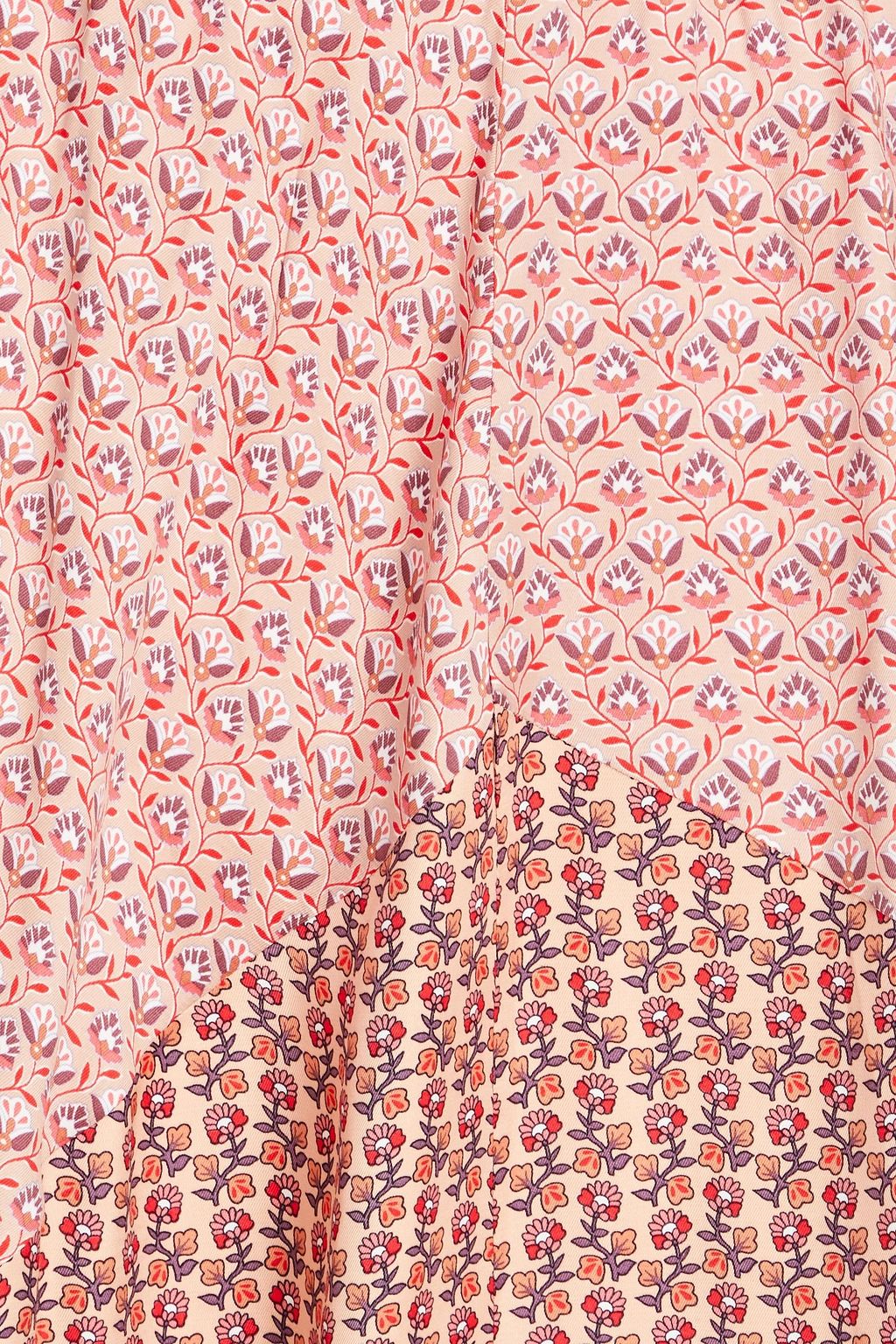 MAJE Patchwork-effect floral-print twill midi skirt