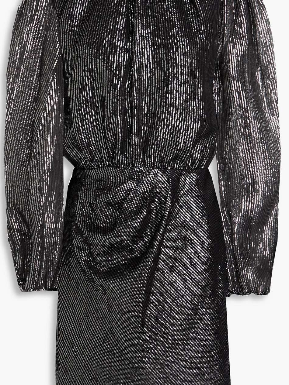 cutout metallic silk-blend chiffon mini dress