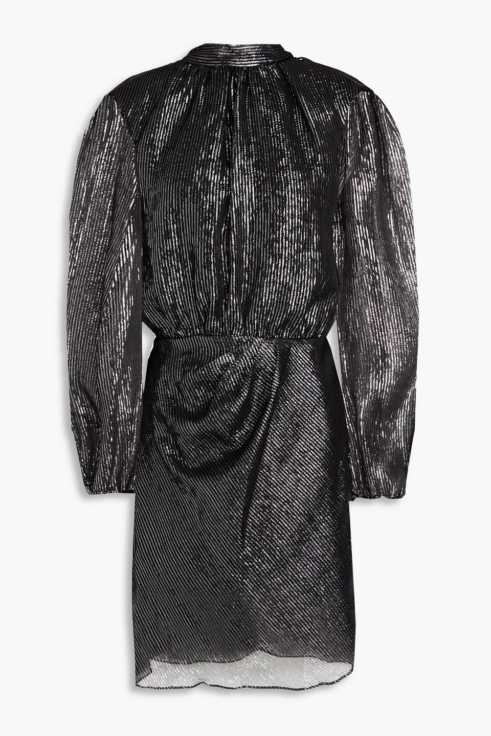 Maje Rivela Minikleid Aus Chiffon Aus Einer Seidenmischung Mit Metallic-effekt Und Cut-outs In Black