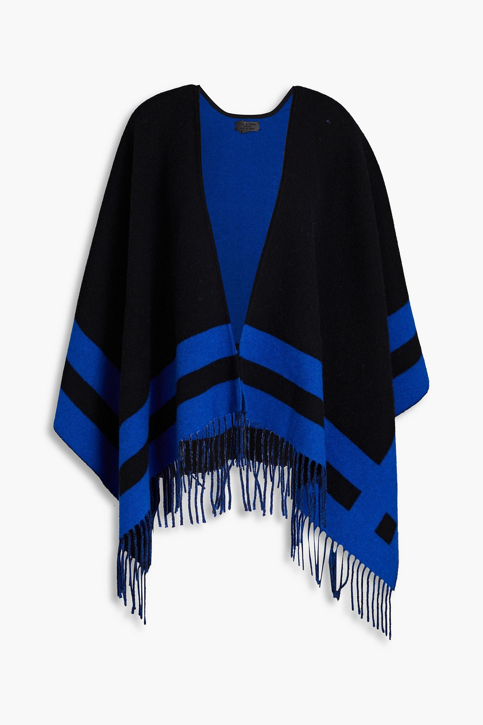 Highlands fringed striped wool-blend jacquard poncho