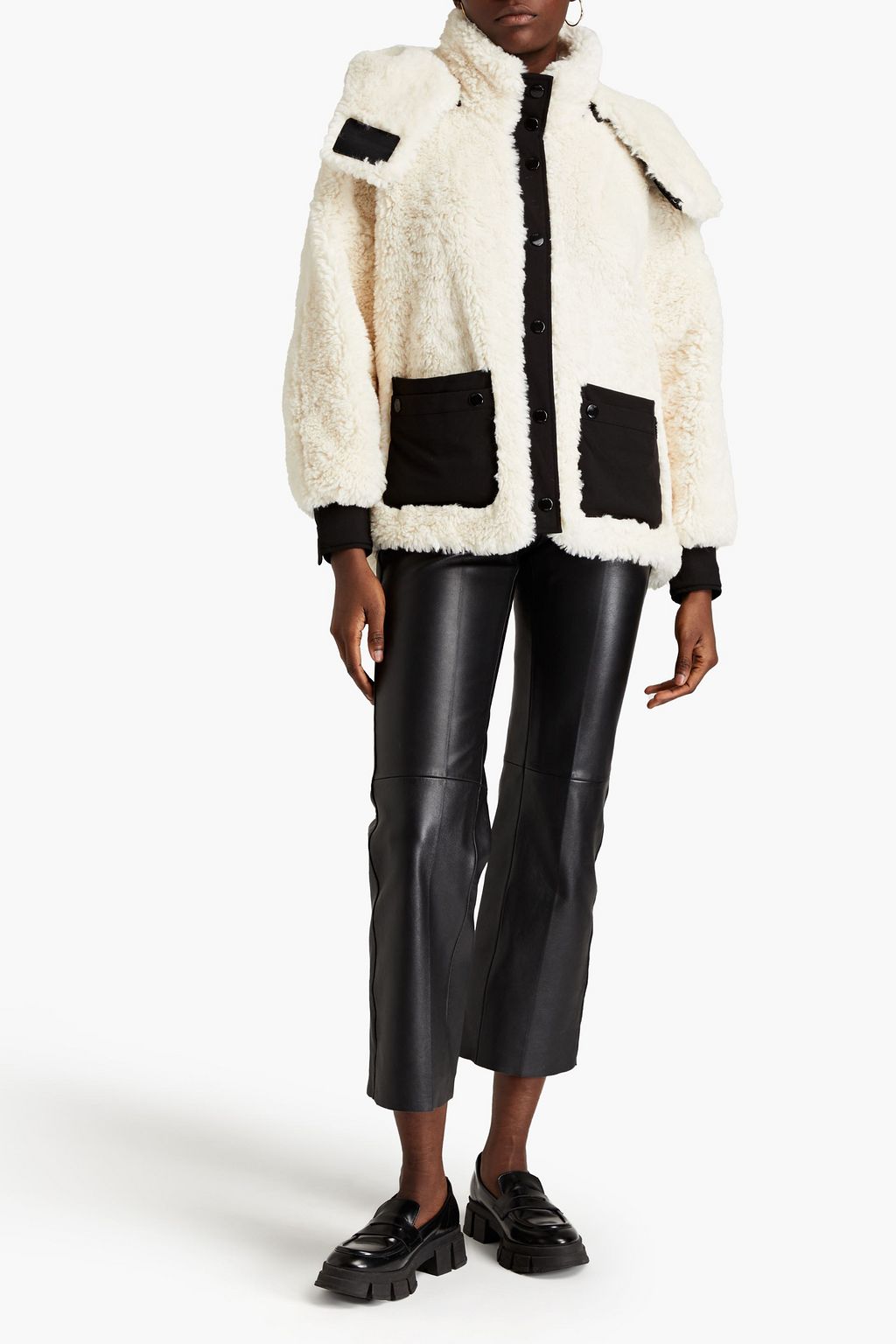 MAJE Shell-trimmed faux shearling jacket