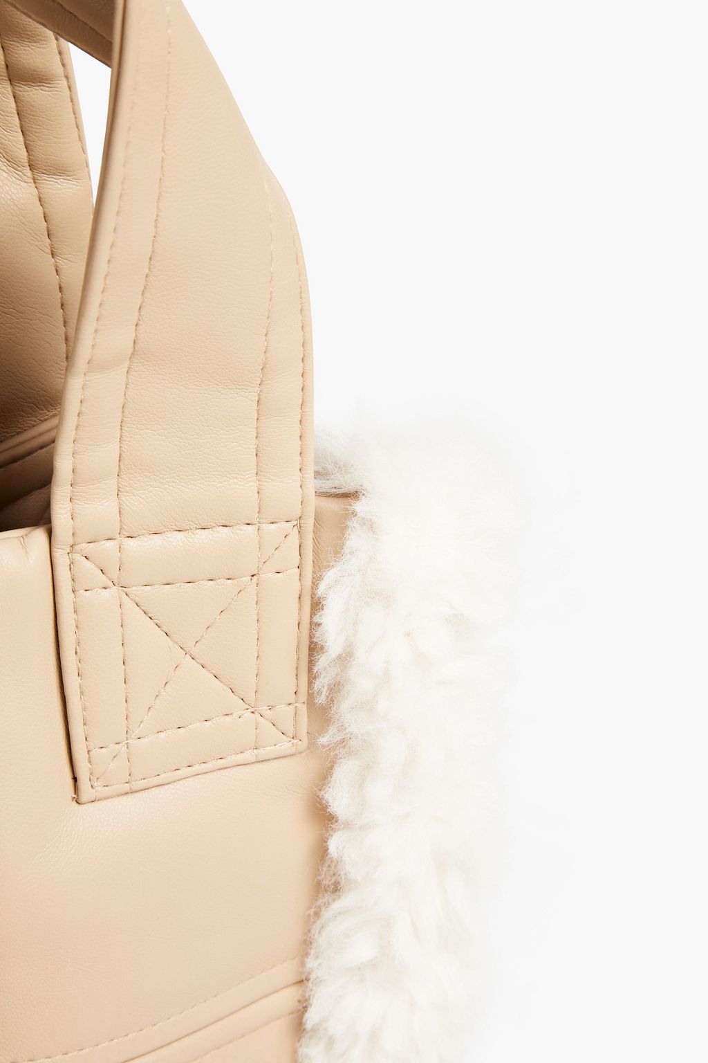 STAND STUDIO Lisetis faux shearling-trimmed faux leather tote