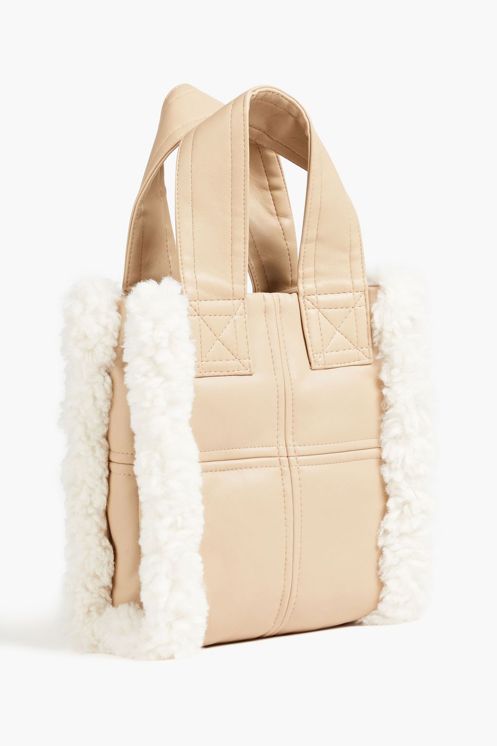 STAND STUDIO Lisetis faux shearling-trimmed faux leather tote