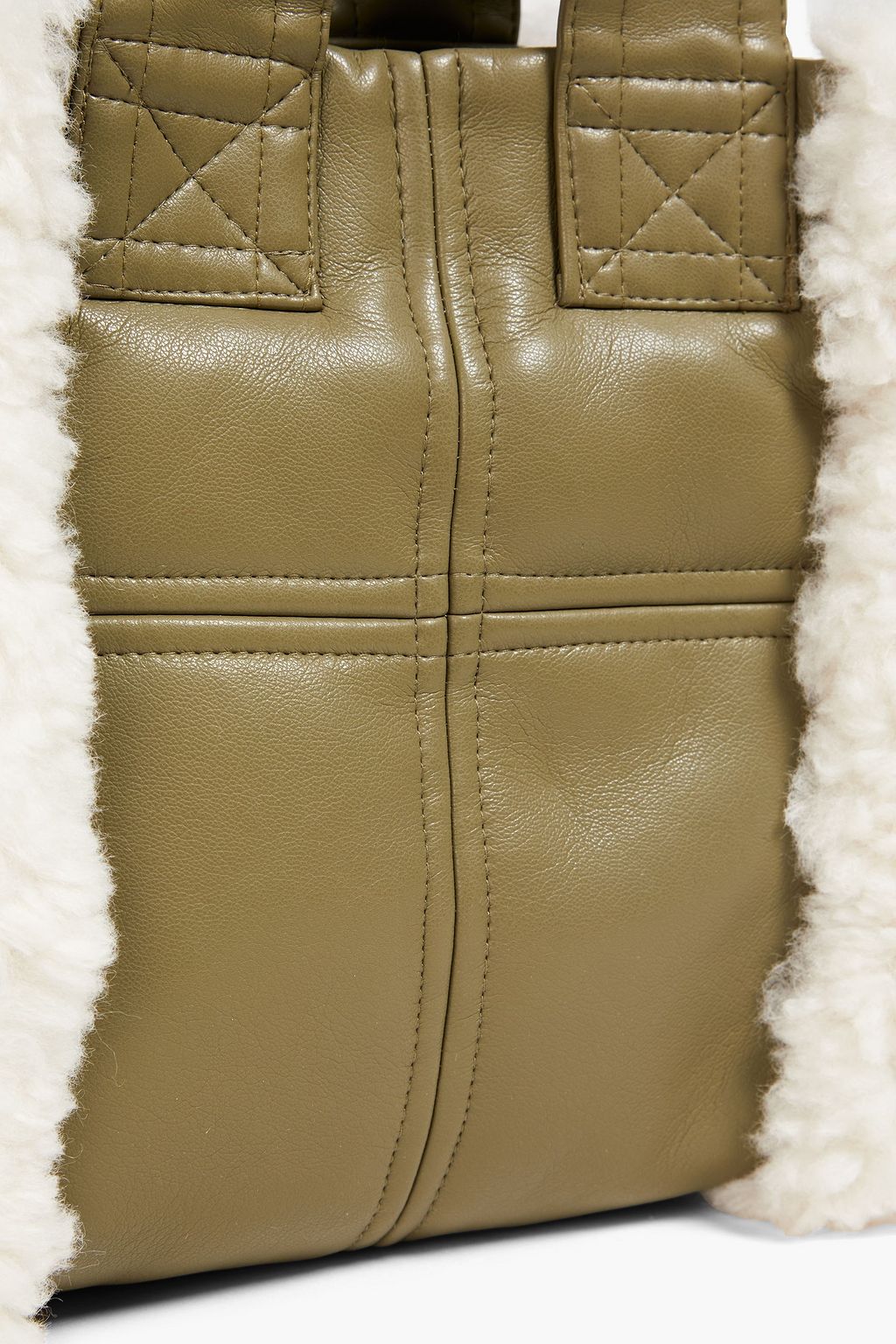 STAND STUDIO Lisetis faux shearling-trimmed faux leather tote