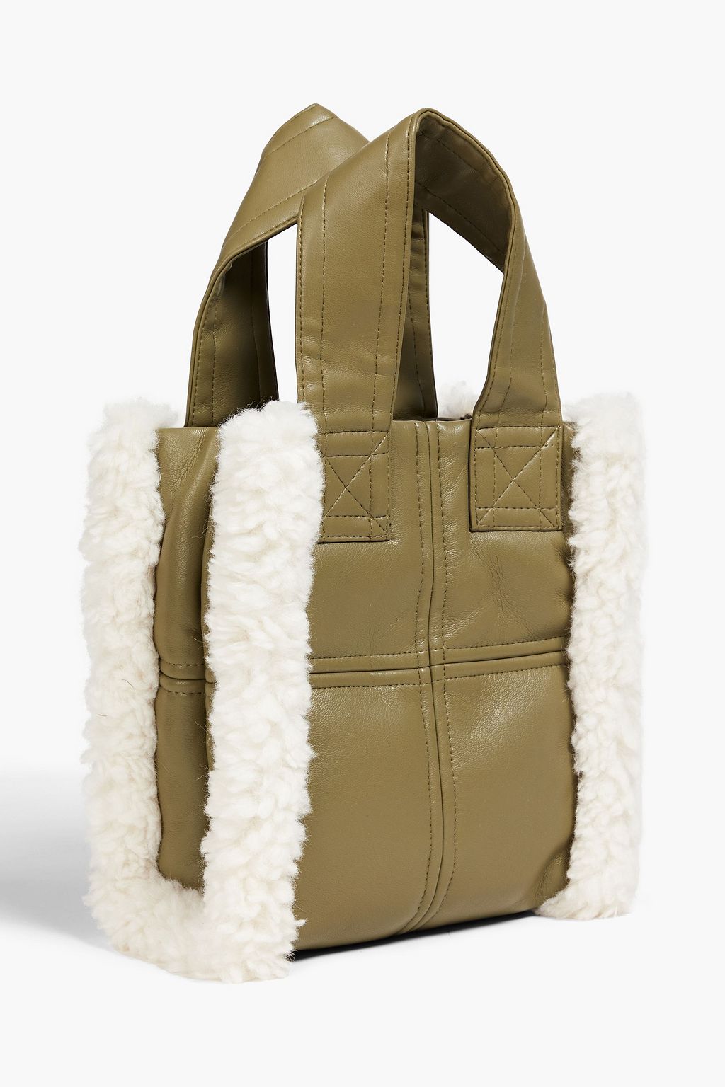 STAND STUDIO Lisetis faux shearling-trimmed faux leather tote