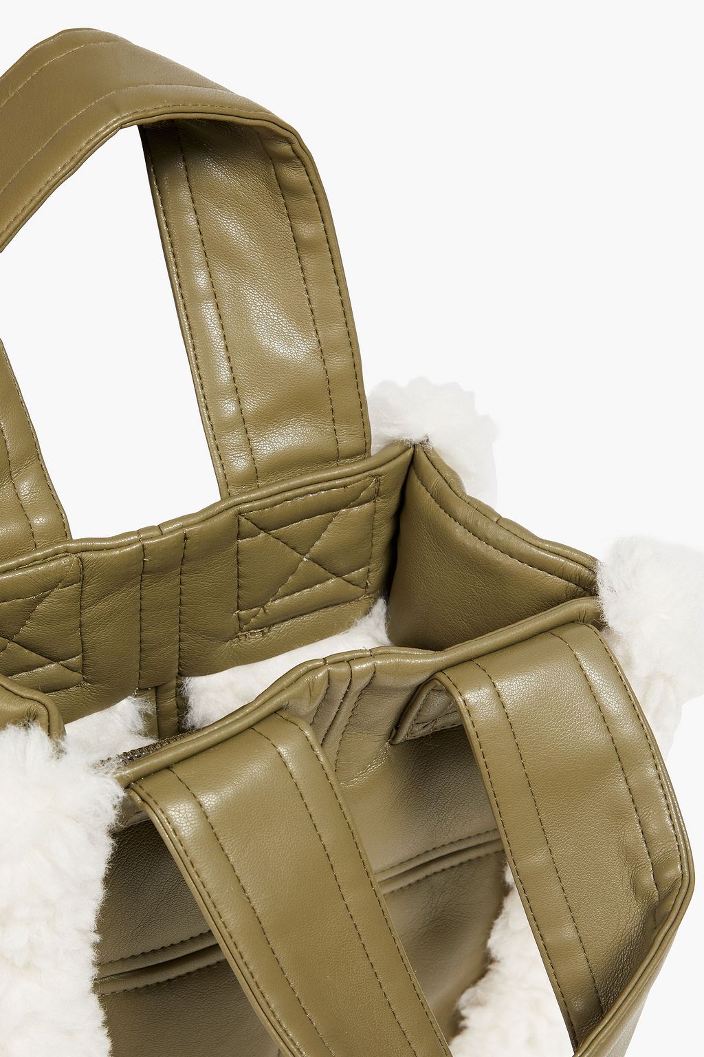 STAND STUDIO Lisetis faux shearling-trimmed faux leather tote