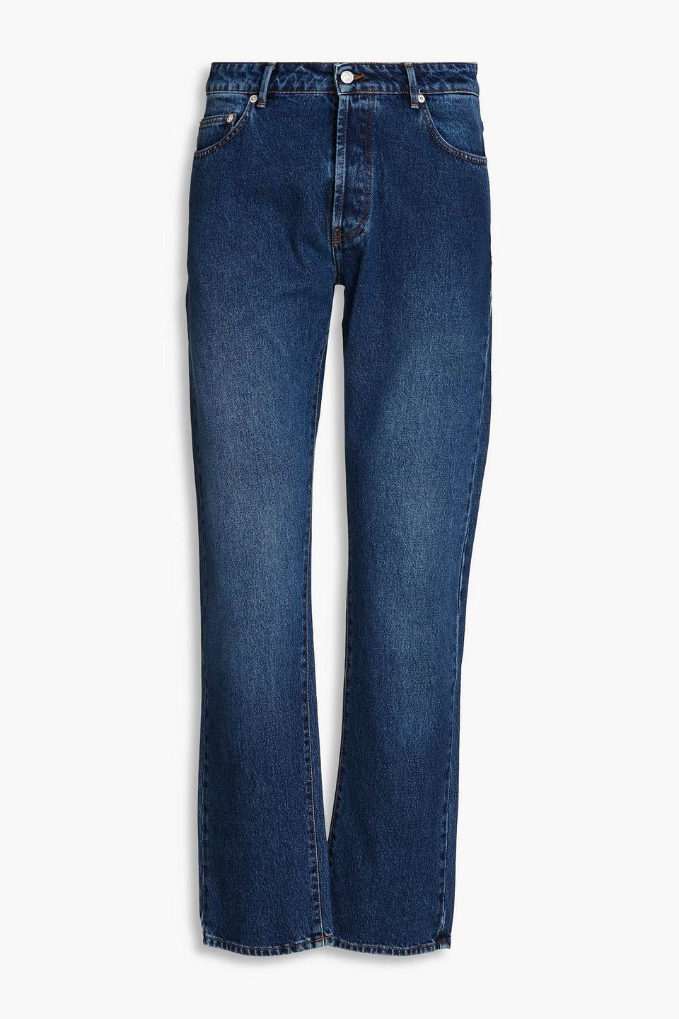 Officine Generale James Faded Denim Jeans In Mid Denim