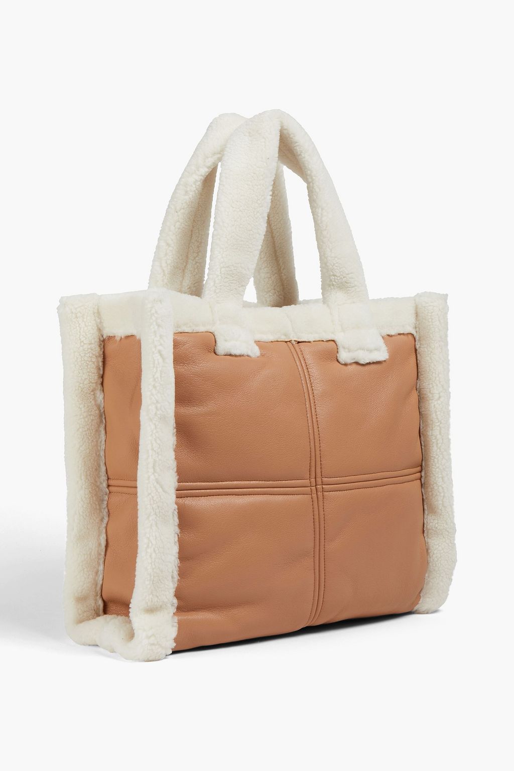 STAND STUDIO Lolita faux shearling-trimmed faux leather tote