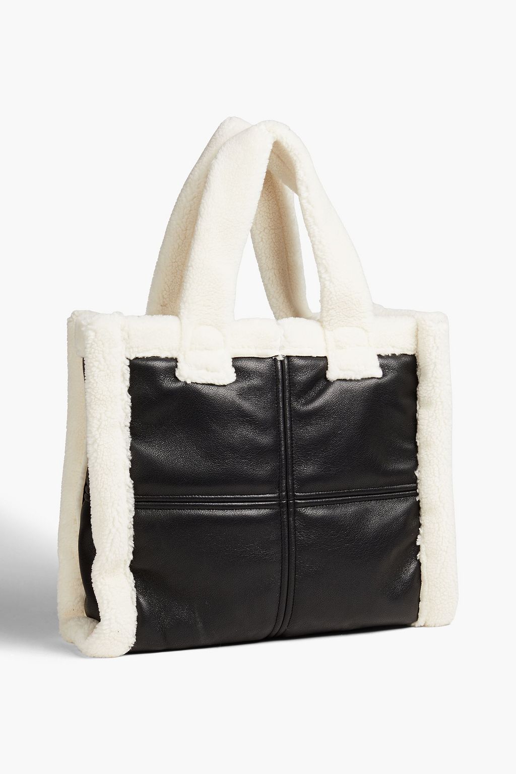 STAND STUDIO Lolita faux shearling-trimmed faux leather tote