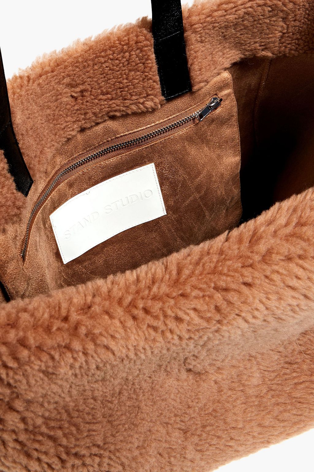 STAND STUDIO Shopping faux shearling tote