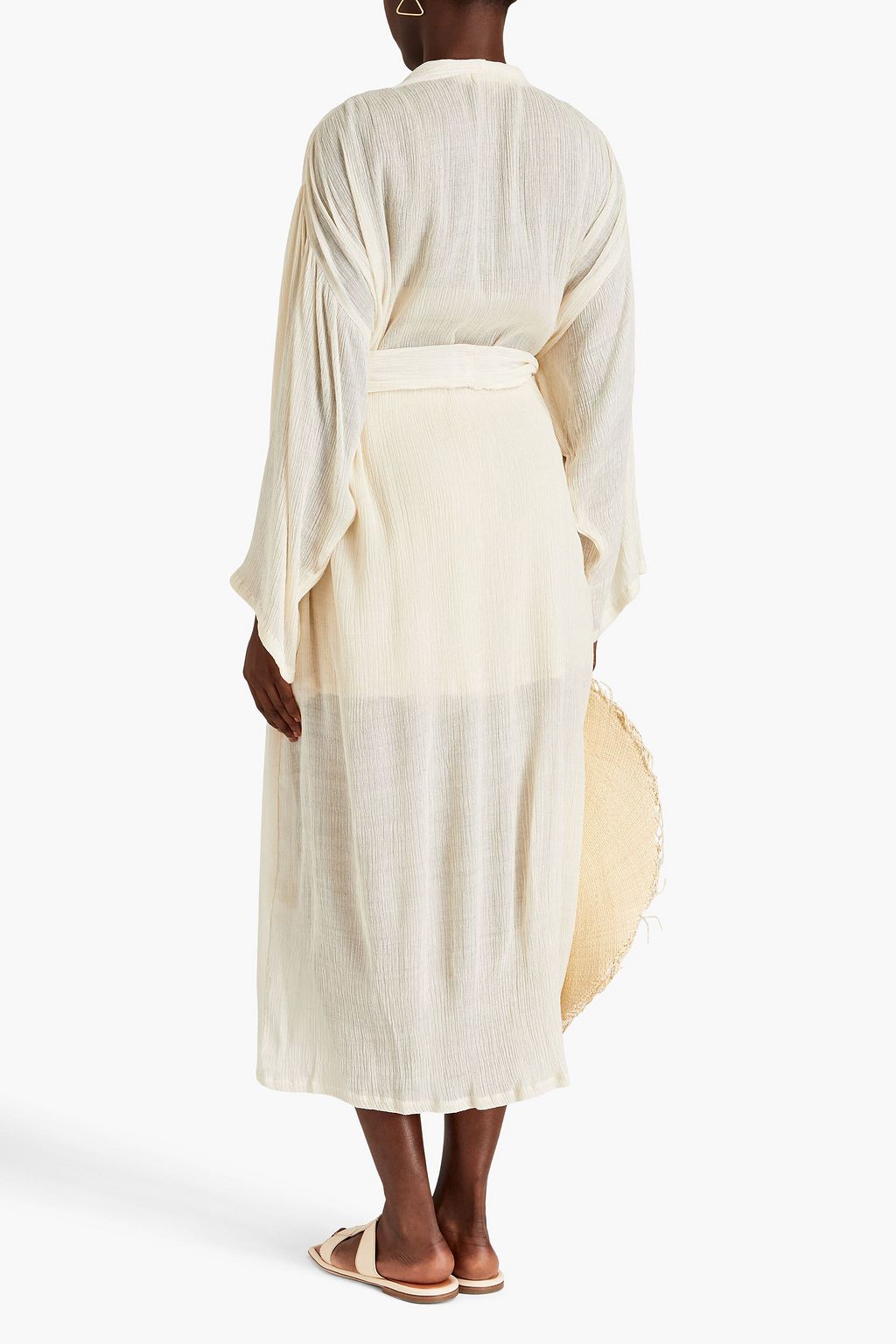 SAVANNAH MORROW Ula crinkled bamboo an silk-blend robe
