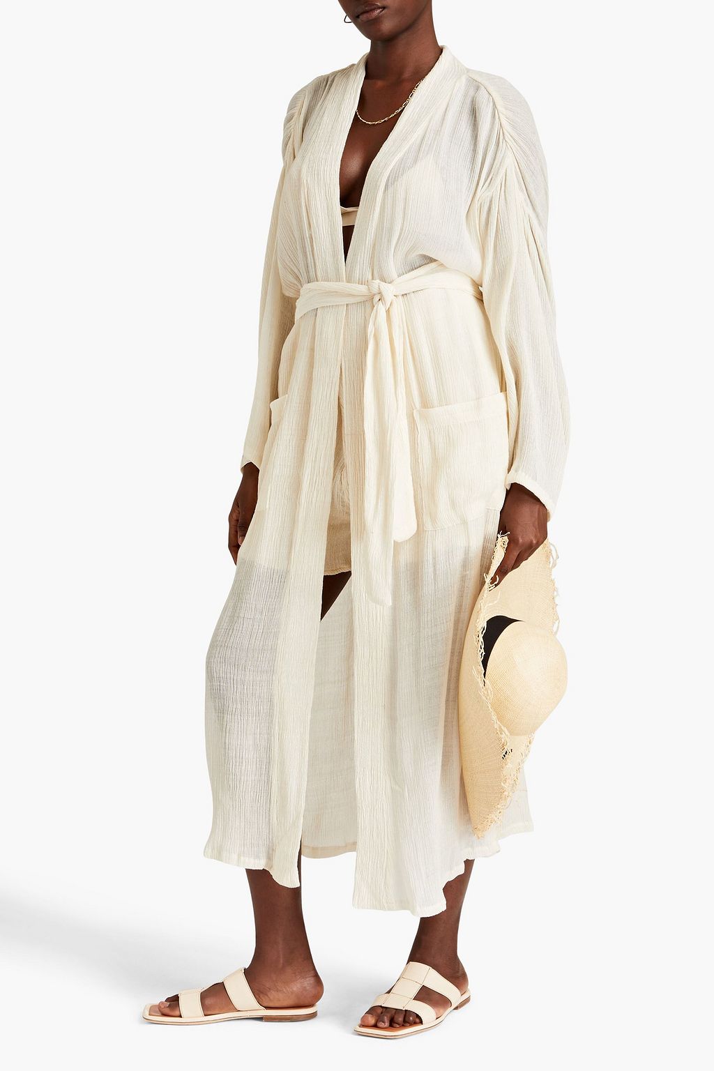 SAVANNAH MORROW Ula crinkled bamboo an silk-blend robe