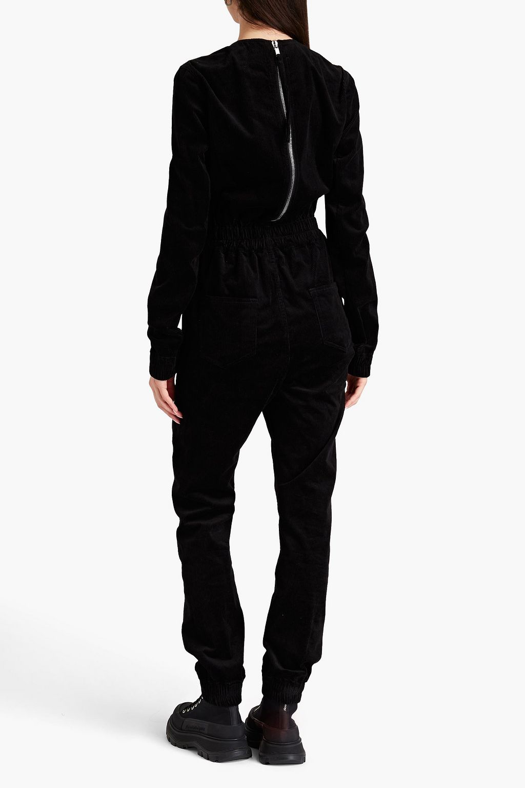 DRKSHDW BY RICK OWENS جمبسوت من قطن مخمل مضلّع مزين بفتحات