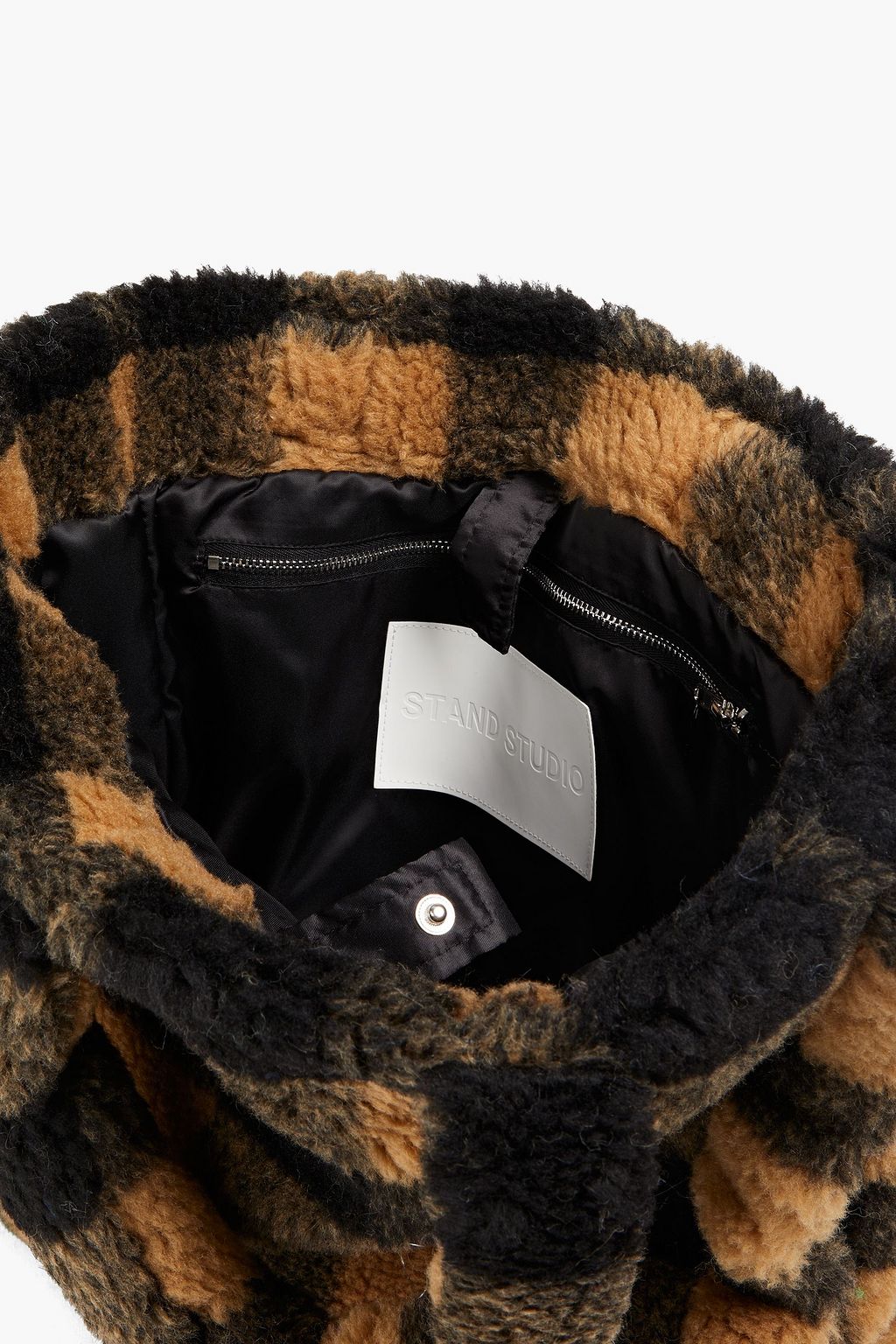 STAND STUDIO Lolita checked faux fur tote