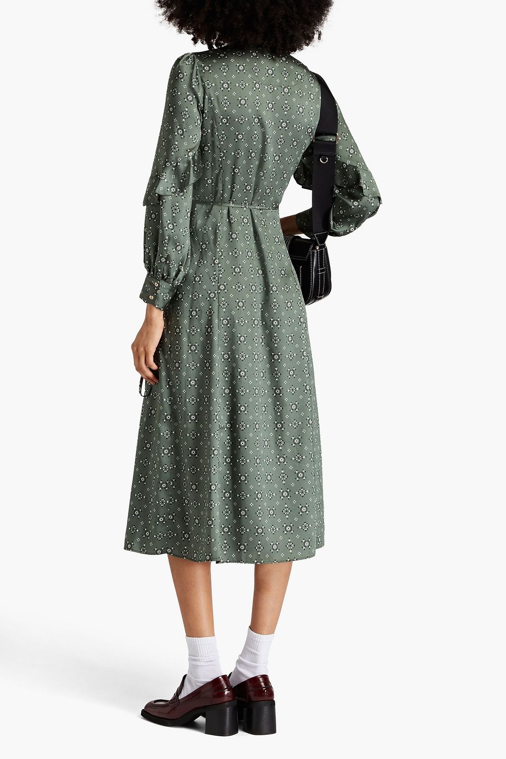 CLAUDIE PIERLOT Riad Mini-Wickelkleid aus glänzendem Twill mit Rüschen