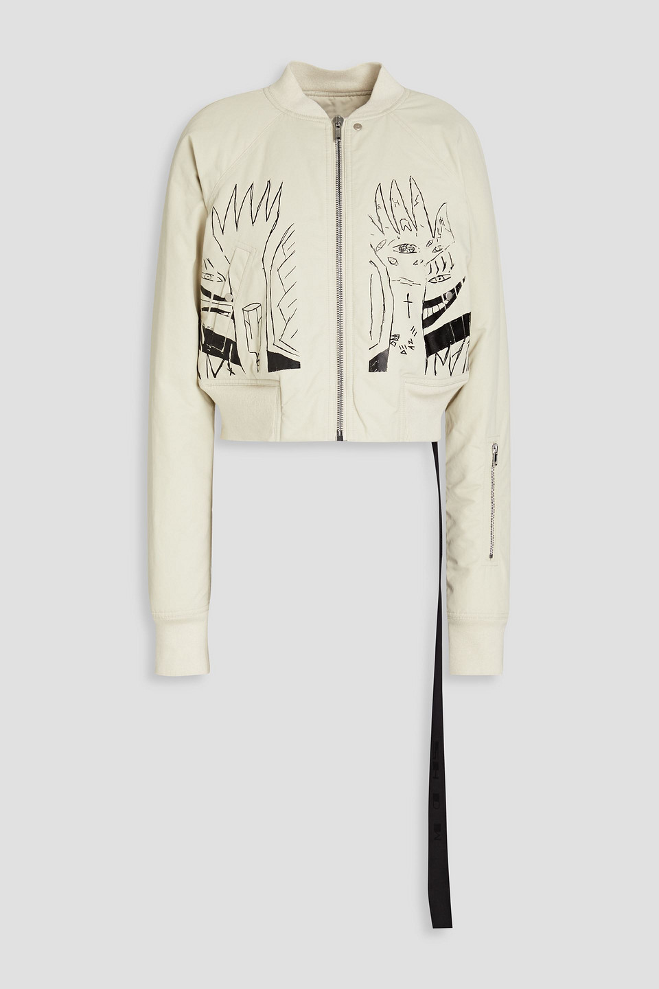 Rick Owens Printed Shell Bomber Jacket In Ivory