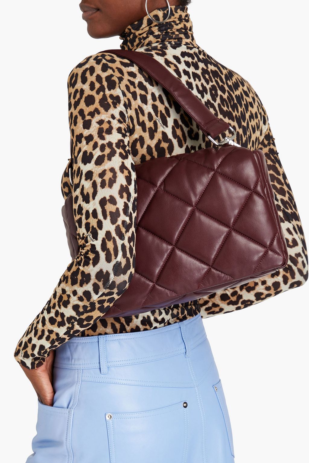 STAND STUDIO Wanda mini quilted faux leather clutch