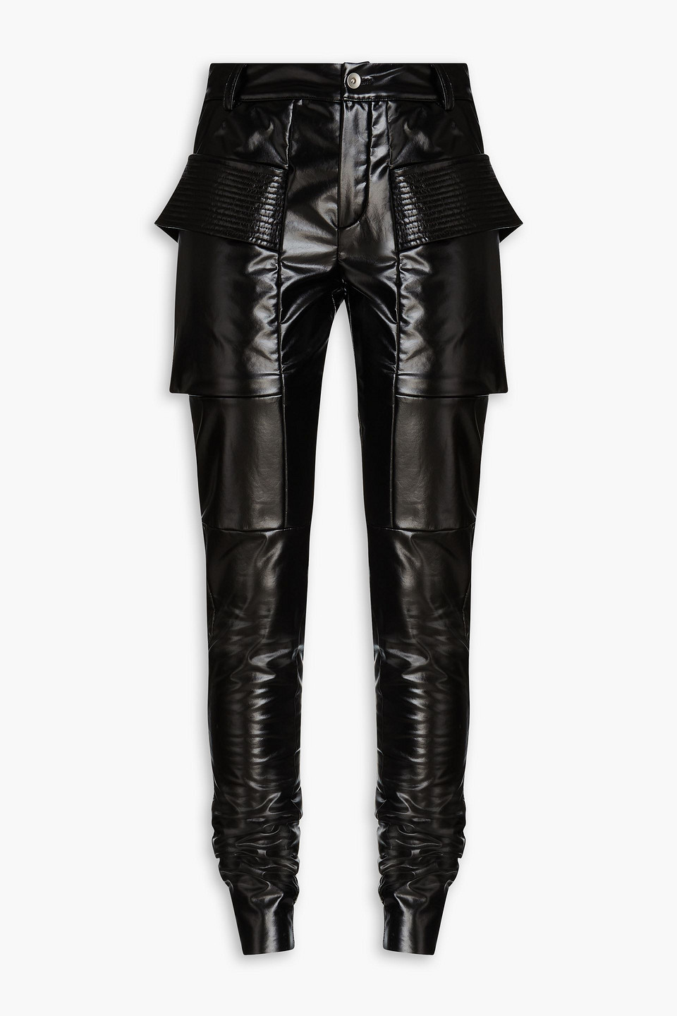 Rick Owens Cotton-blend Faux Leather Skinny Pants In Black