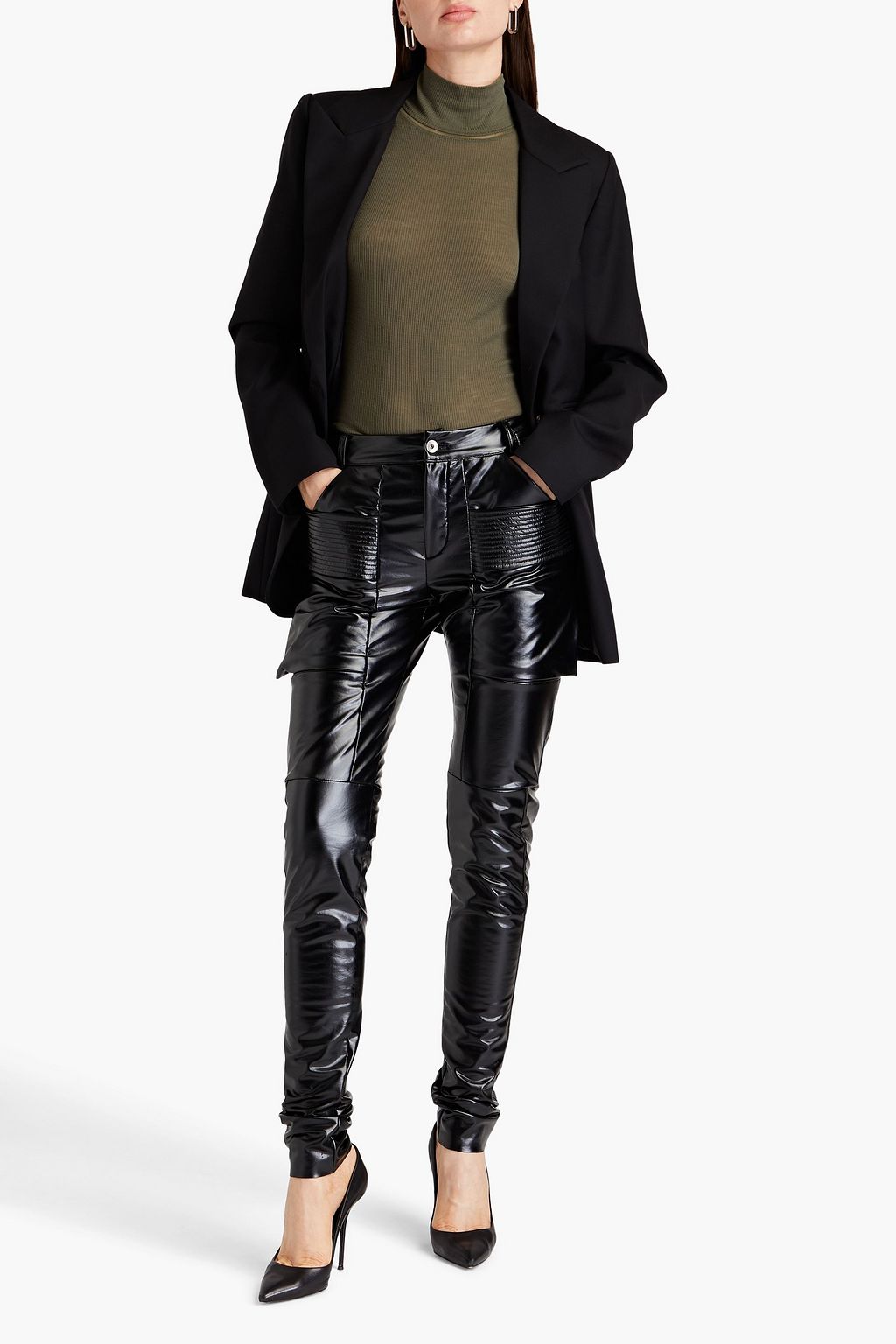 DRKSHDW BY RICK OWENS Cotton-blend faux leather skinny pants