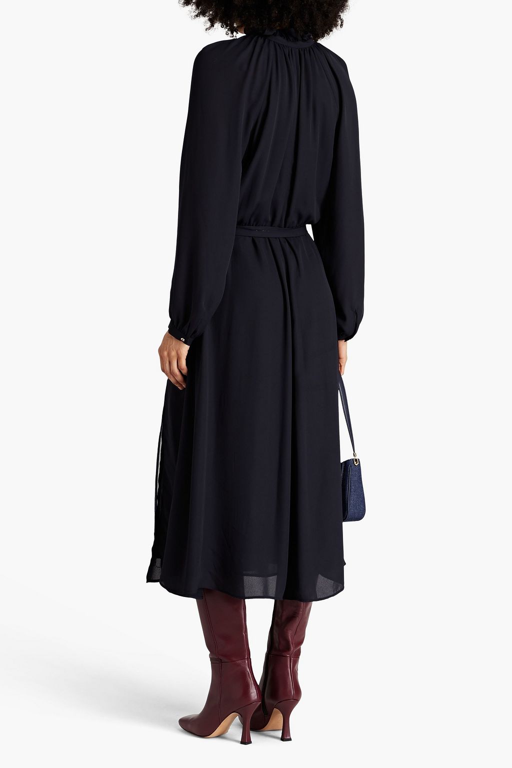 CLAUDIE PIERLOT Midikleid aus Crêpe mit Rüschen und Gürtel