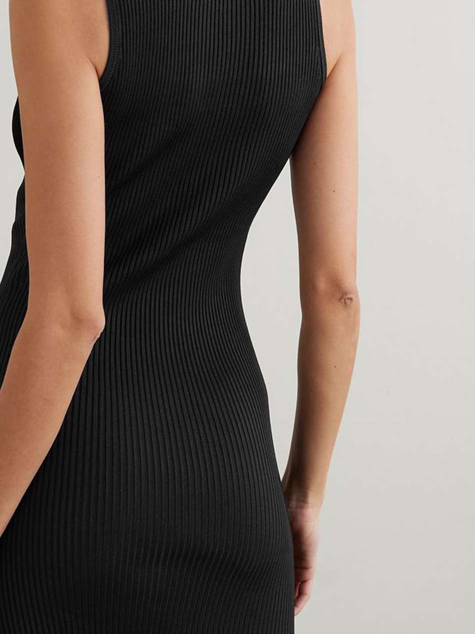 embellished cutout ribbed-knit mini dress