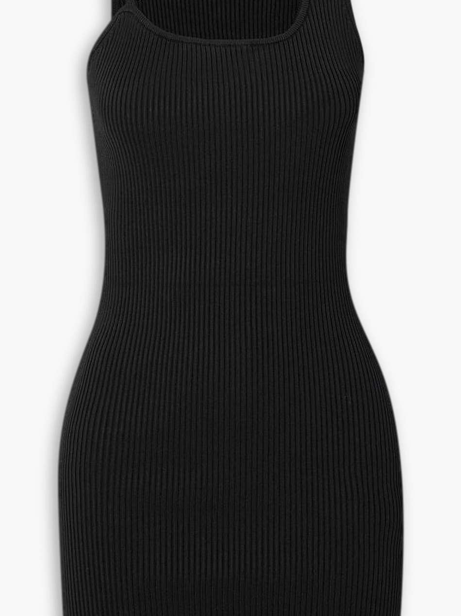 embellished cutout ribbed-knit mini dress