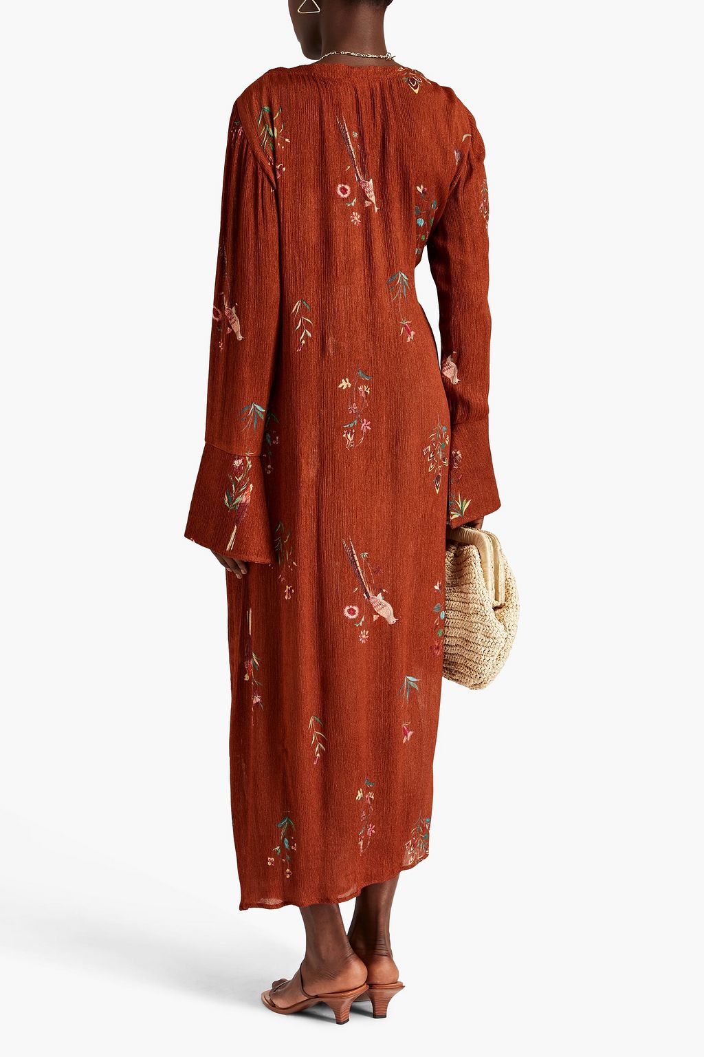 SAVANNAH MORROW Crinkled floralprint bamboo and silkblend maxi wrap