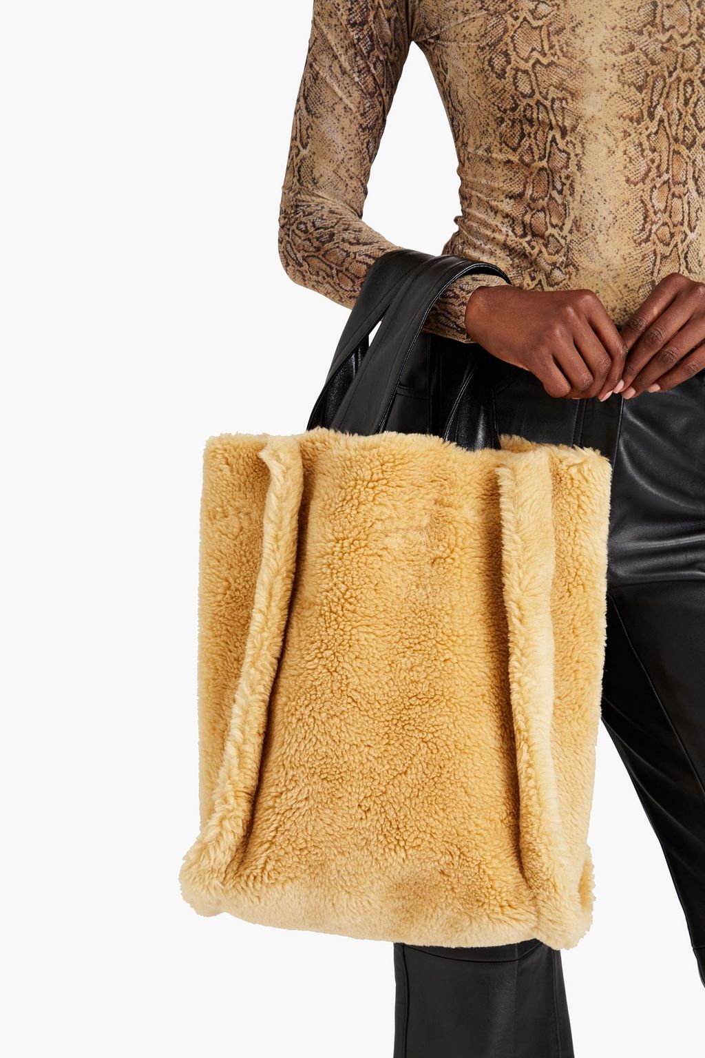 STAND STUDIO Leia faux shearling tote